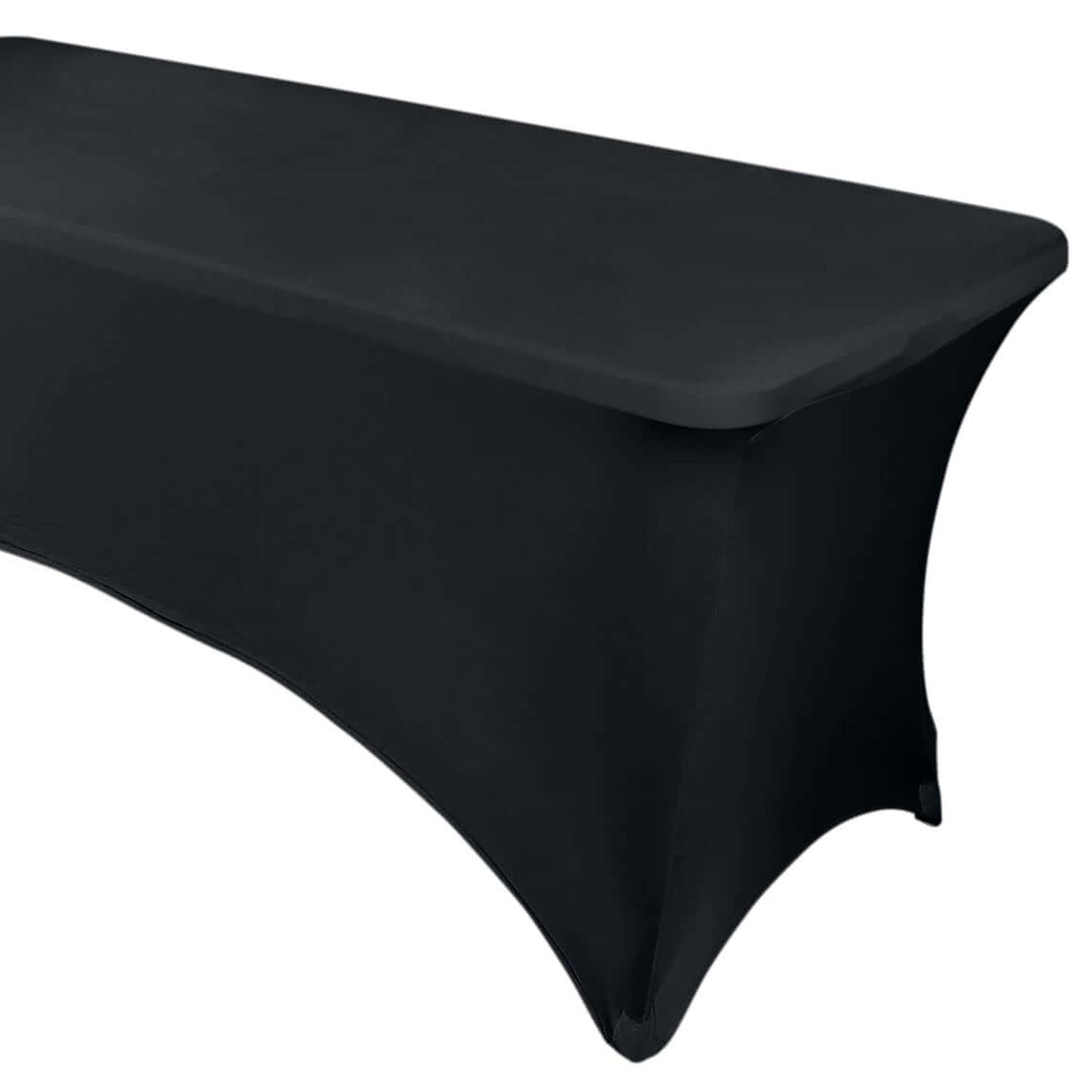 Black Stretch Spandex Rectangle Tablecloth 8ft Wrinkle Free Fitted Table Cover for 96"x30" Tables