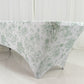 8ft Spandex Fitted Rectangle Tablecloth – White & Dusty Sage Green French Toile Wrinkle-Free Stretch Table Cover