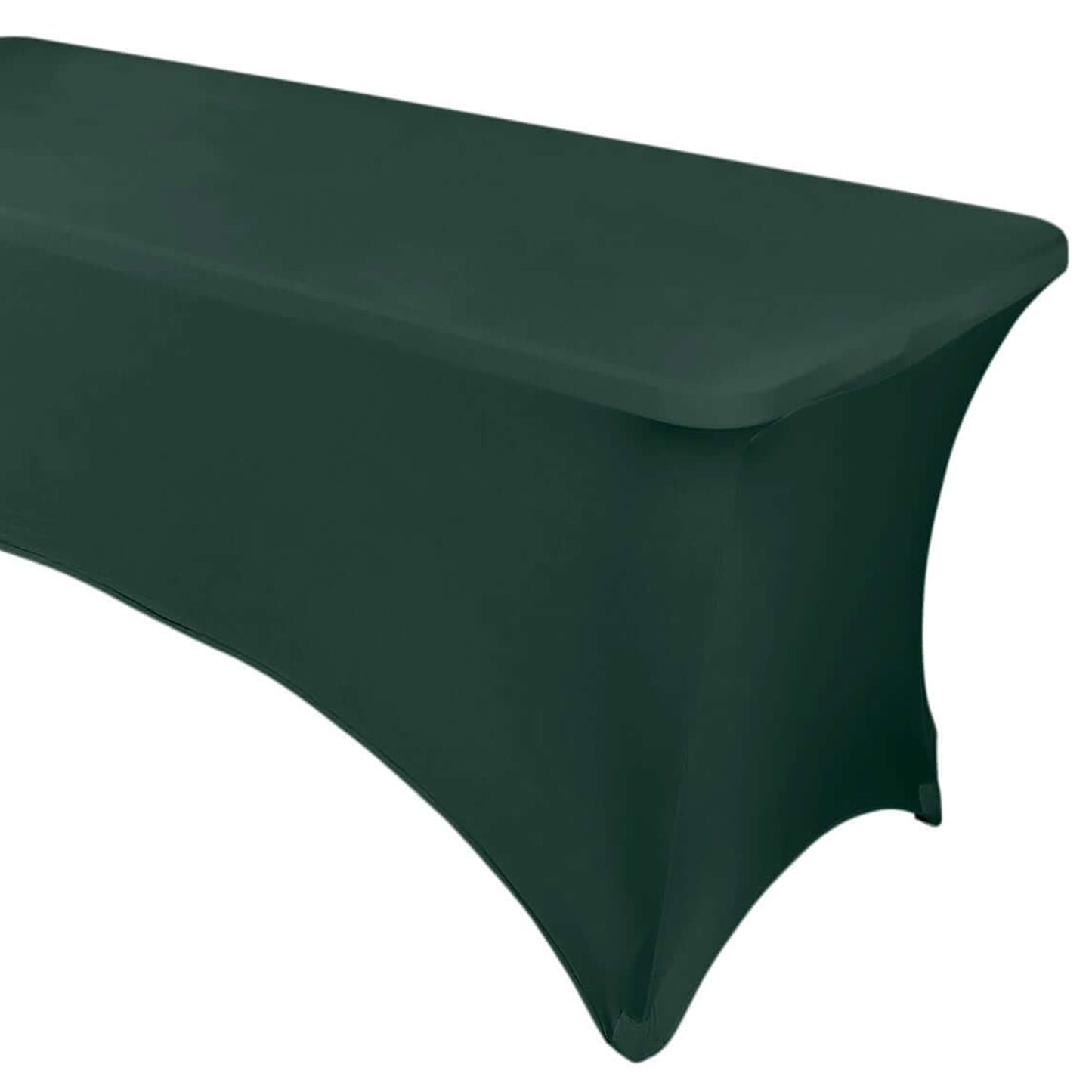 Hunter Emerald Green Stretch Spandex Rectangle Tablecloth 8ft Wrinkle Free Fitted Table Cover for 96"x30" Tables