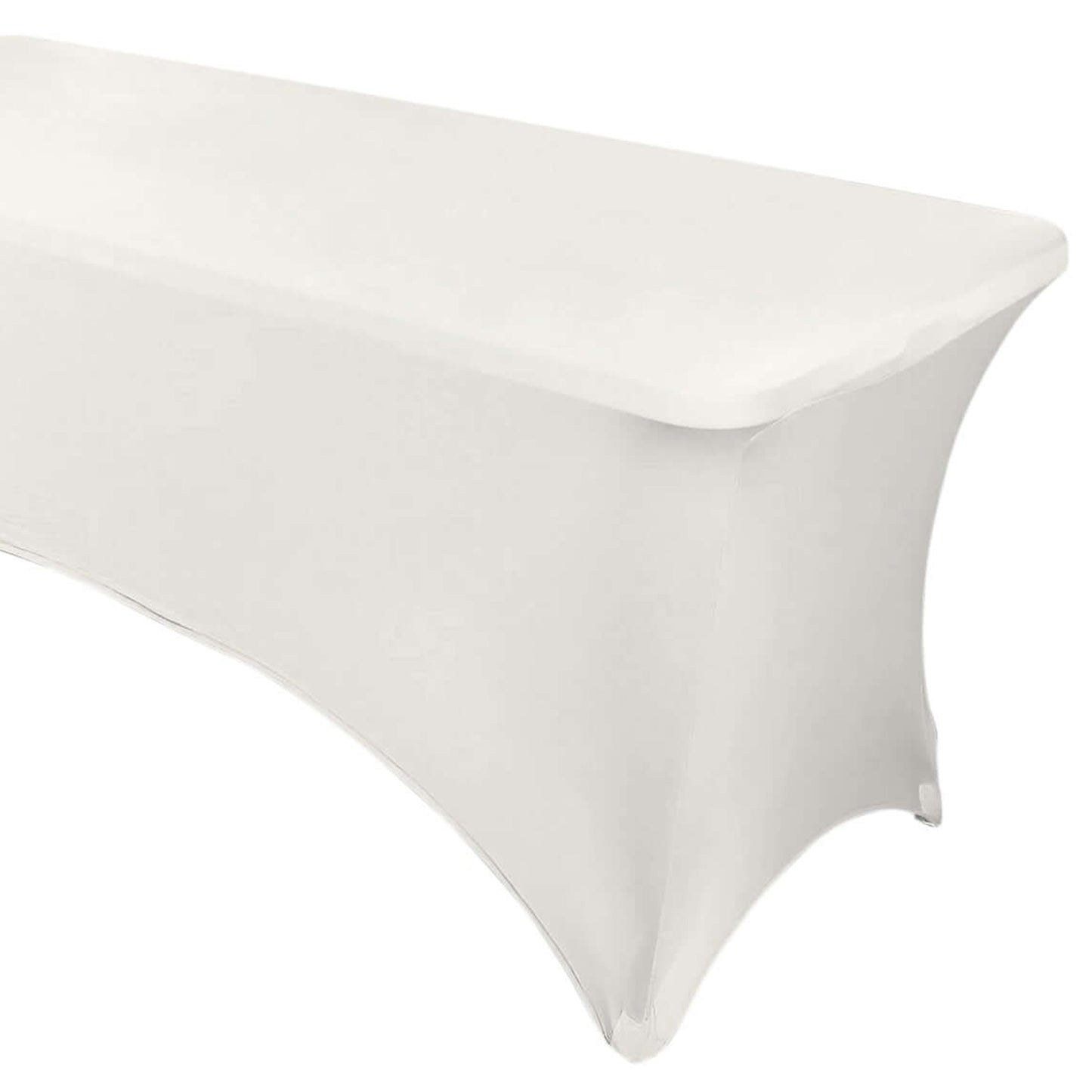 Ivory Stretch Spandex Rectangle Tablecloth 8ft Wrinkle Free Fitted Table Cover for 96"x30" Tables