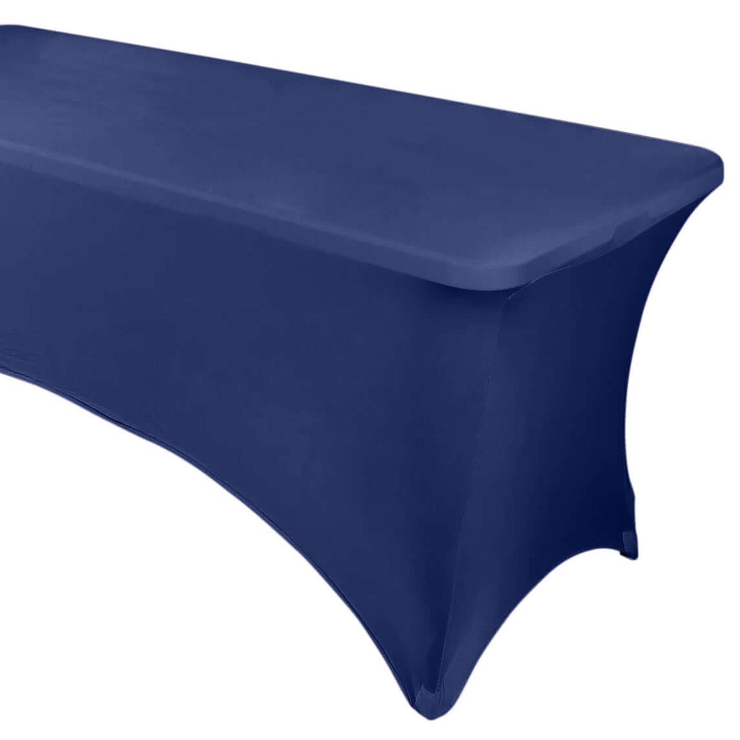 Navy Blue Stretch Spandex Rectangle Tablecloth 8ft Wrinkle Free Fitted Table Cover for 96"x30" Tables