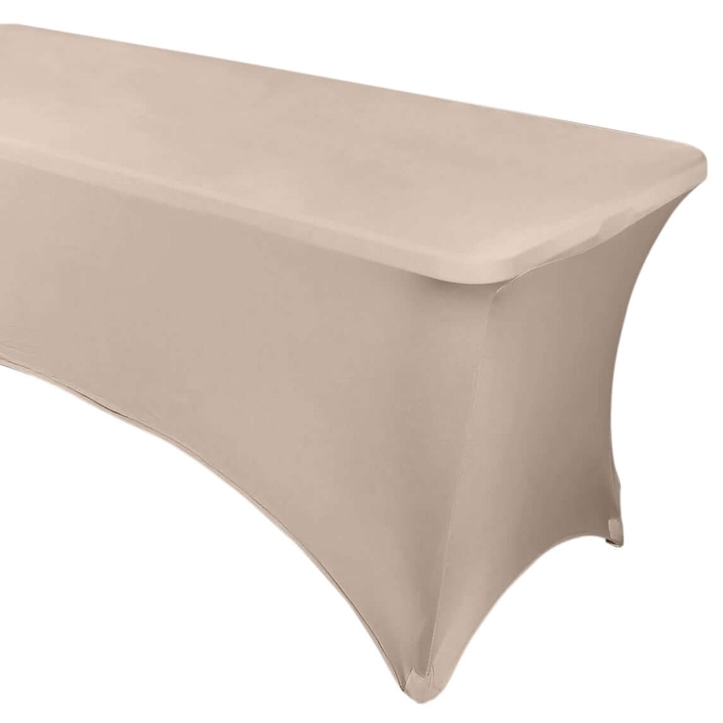 Nude Stretch Spandex Rectangle Tablecloth 8ft Wrinkle Free Fitted Table Cover for 96"x30" Tables