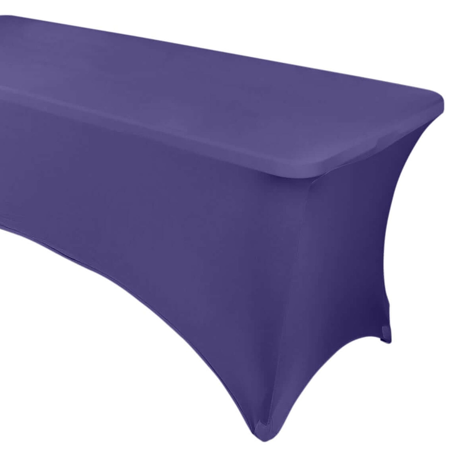 Purple Stretch Spandex Rectangle Tablecloth 8ft Wrinkle Free Fitted Table Cover for 96"x30" Tables