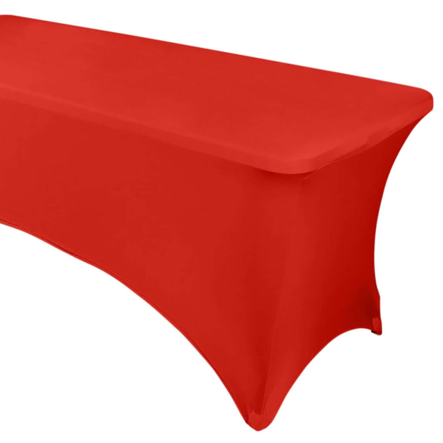 Red Stretch Spandex Rectangle Tablecloth 8ft Wrinkle Free Fitted Table Cover for 96"x30" Tables