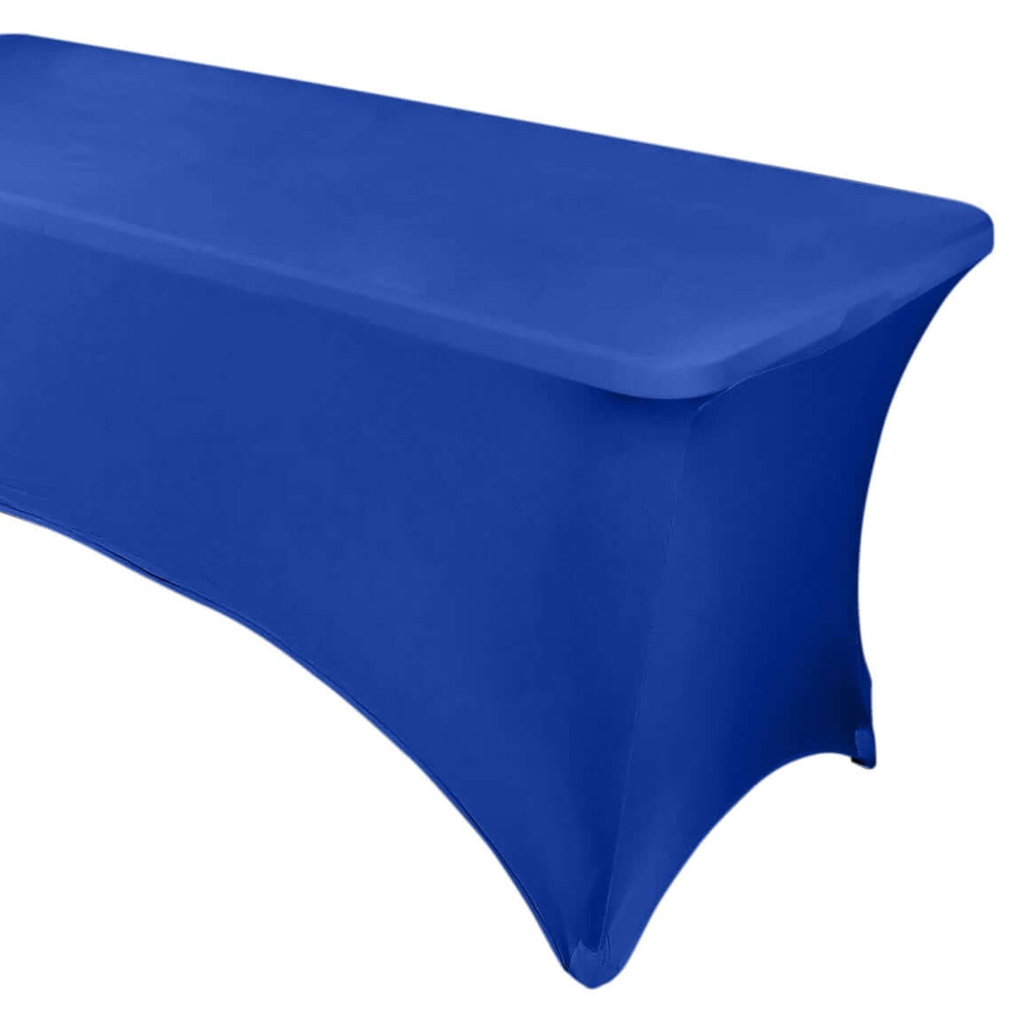 Royal Blue Stretch Spandex Rectangle Tablecloth 8ft Wrinkle Free Fitted Table Cover for 96"x30" Tables