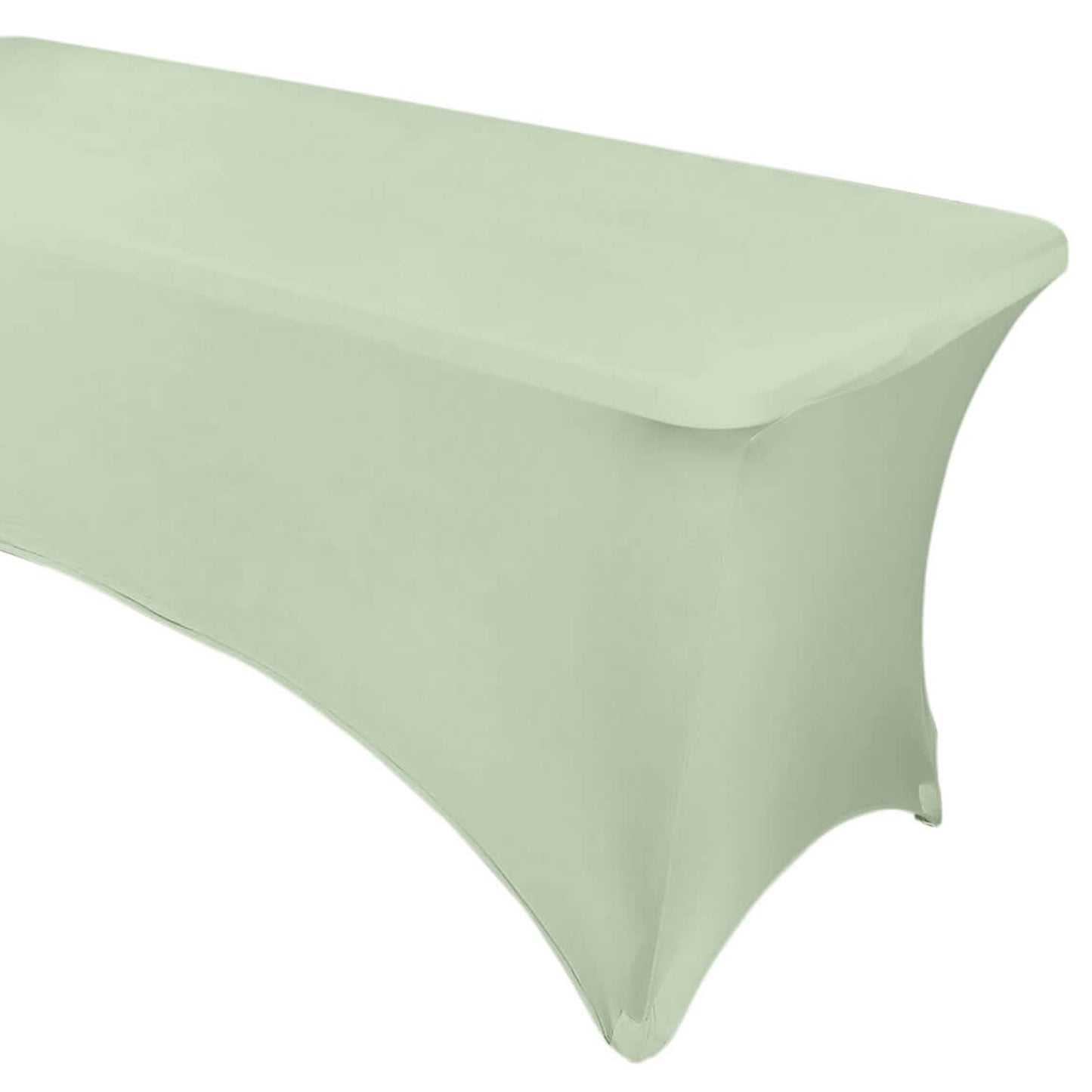 Sage Green Stretch Spandex Rectangle Tablecloth 8ft Wrinkle Free Fitted Table Cover for 96"x30" Tables