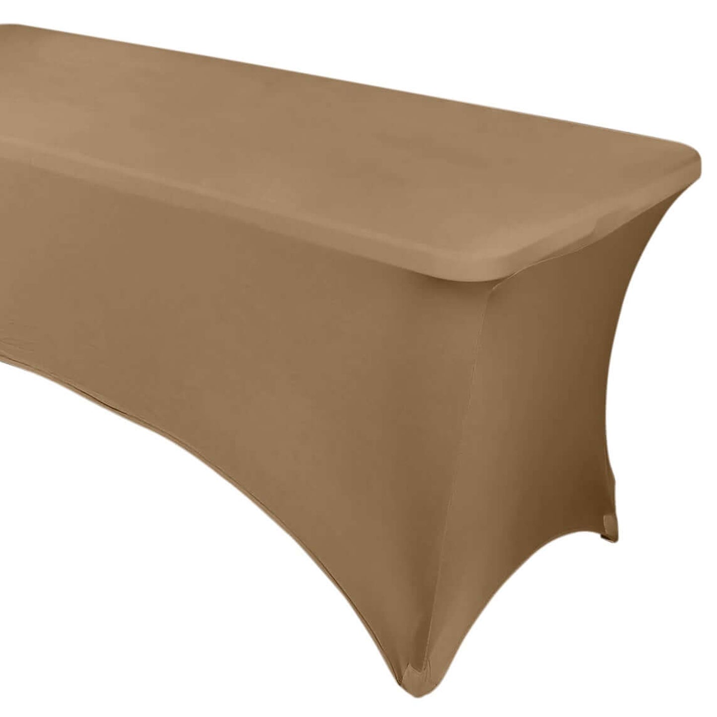 Taupe Stretch Spandex Rectangle Tablecloth 8ft Wrinkle Free Fitted Table Cover for 96"x30" Tables