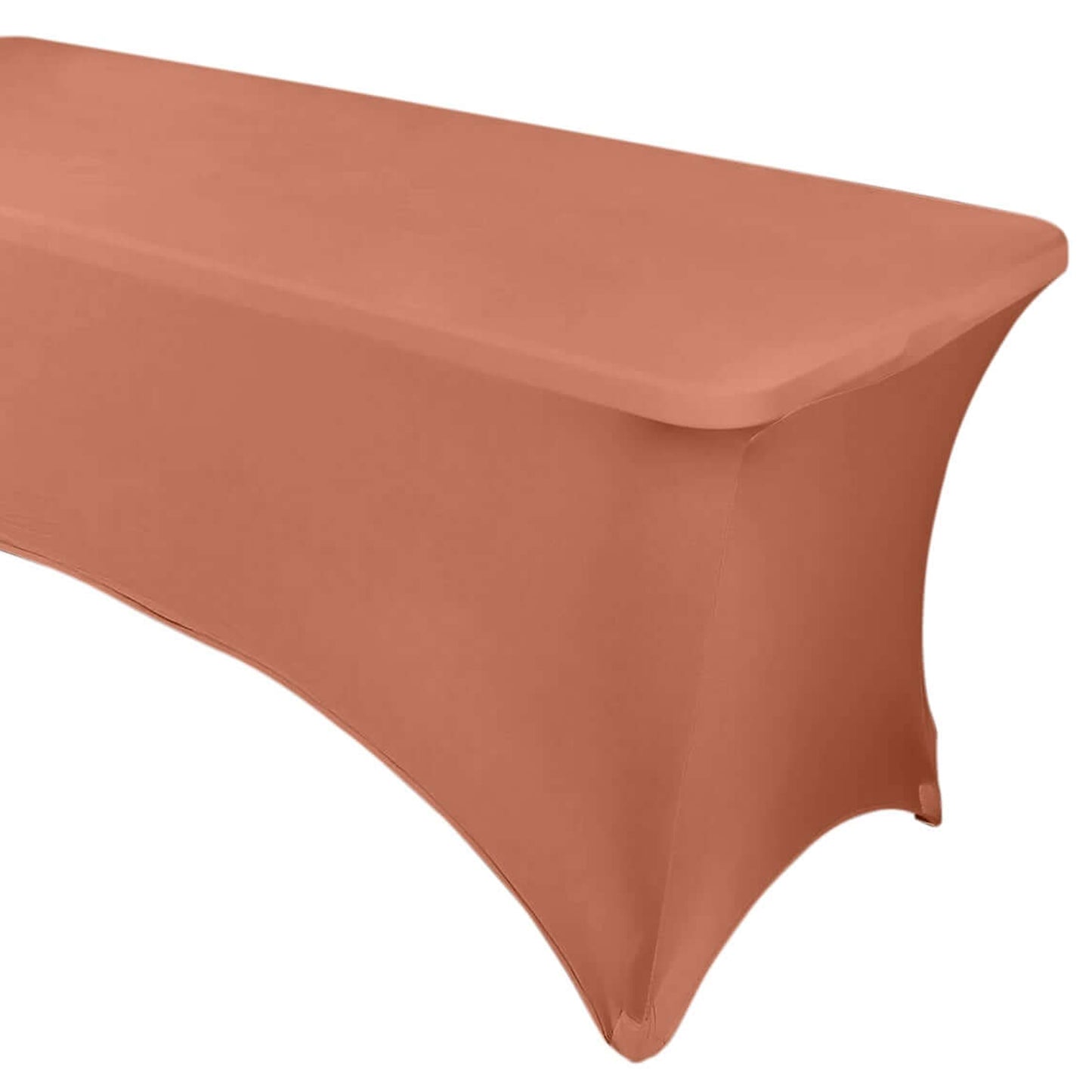 Terracotta (Rust) Stretch Spandex Rectangle Tablecloth 8ft Wrinkle Free Fitted Table Cover for 96"x30" Tables