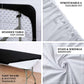 White stretch spandex tablecloth cover for 8ft tables, wrinkle-free and fitted.
