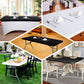 Black fitted tablecloth for 4ft tables, wrinkle-free and stylish.