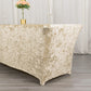 6ft Beige Crushed Velvet Spandex Fitted Rectangular Table Cover