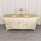 6ft Beige Crushed Velvet Spandex Fitted Rectangular Table Cover
