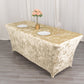 6ft Beige Crushed Velvet Spandex Fitted Rectangular Table Cover