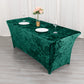 6ft Hunter Emerald Green Crushed Velvet Spandex Fitted Rectangular Table Cover