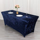 6ft Navy Blue Crushed Velvet Spandex Fitted Rectangular Table Cover
