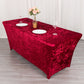 6ft Red Crushed Velvet Spandex Fitted Rectangular Table Cover