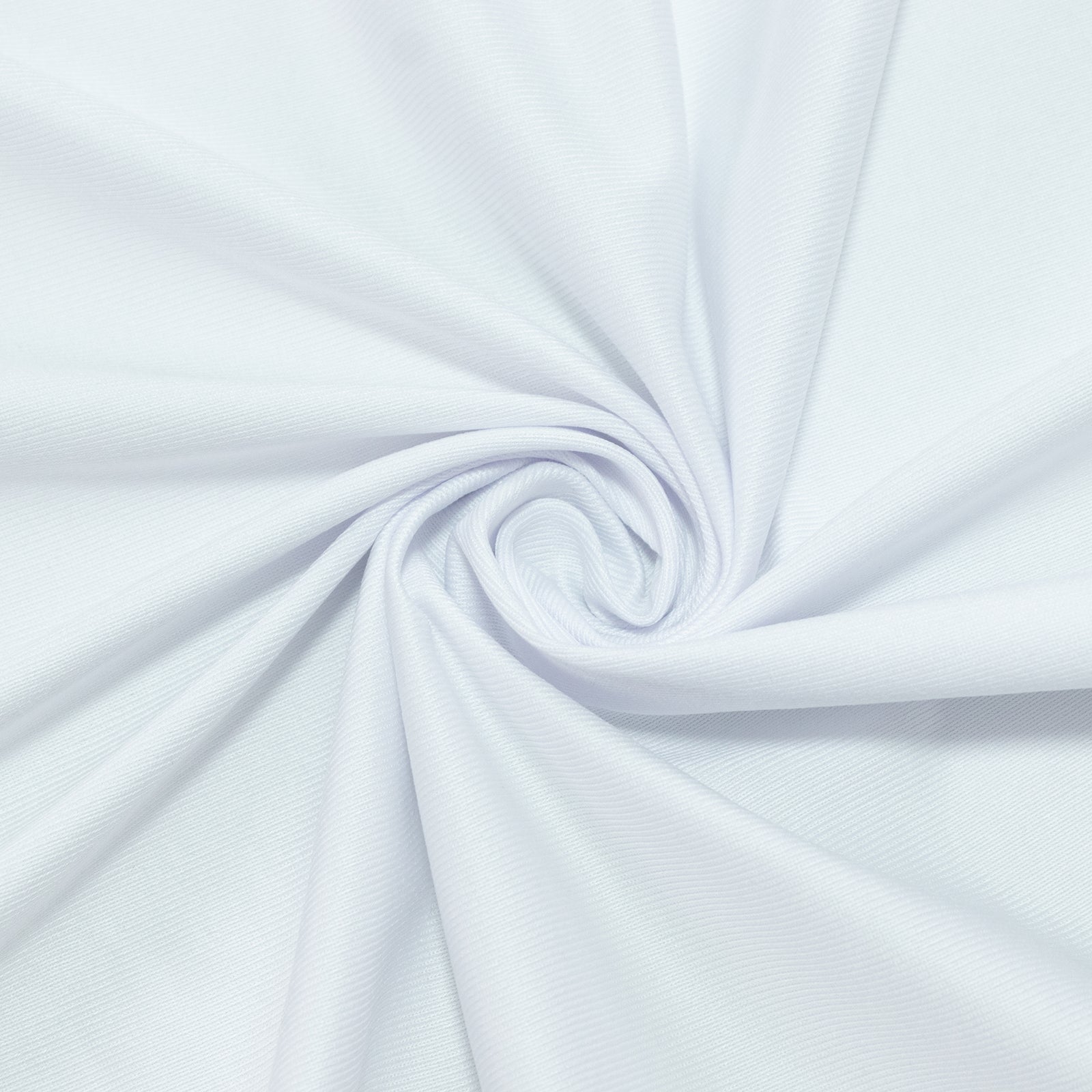 White Scuba Rectangular King Tablecloth, 108" x 156", wrinkle-free and stain-resistant.