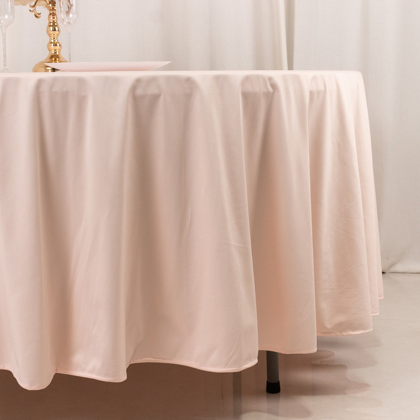 108" Blush Premium Scuba Round Tablecloth, Wrinkle Free Polyester Tablecloth