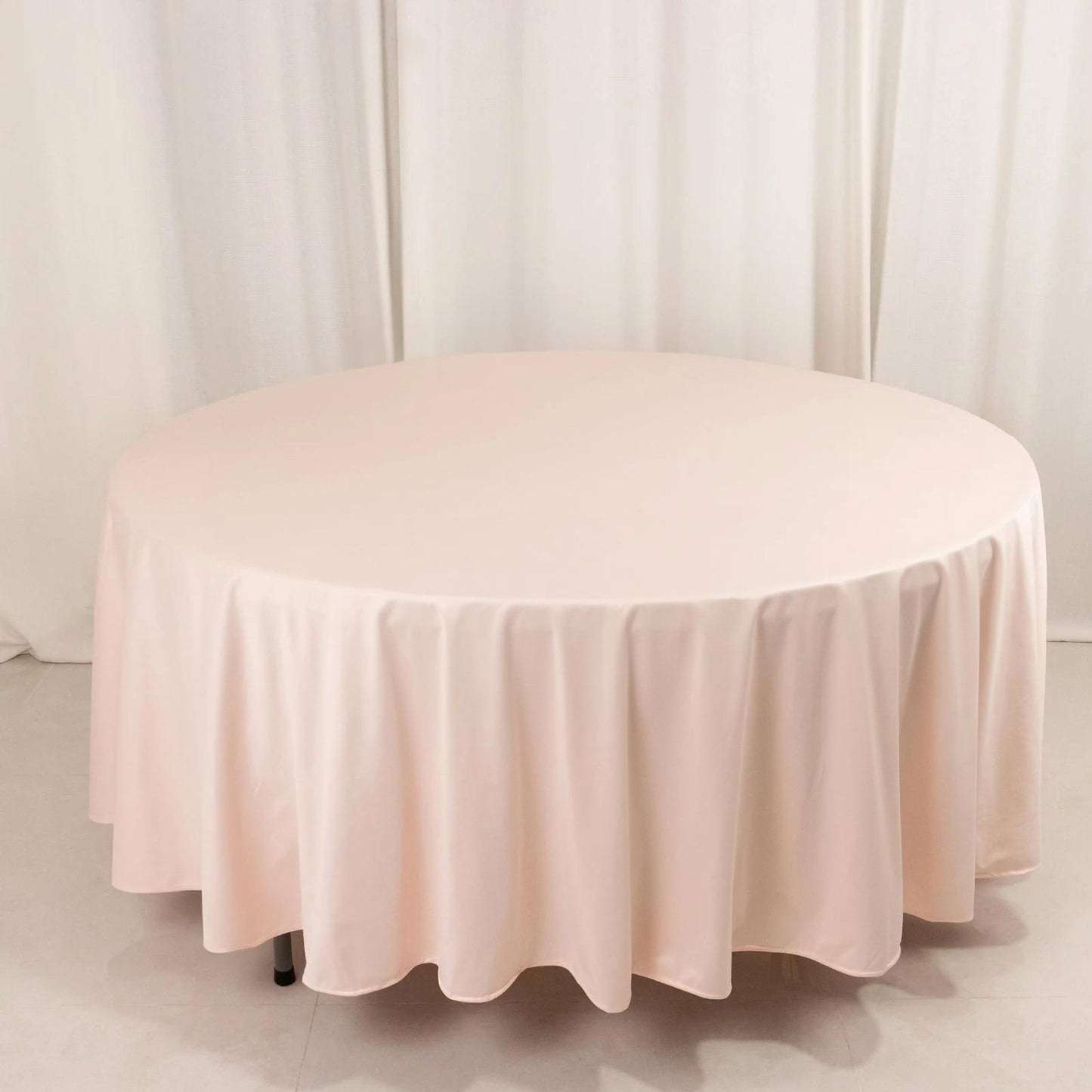 108" Blush Scuba Round Tablecloth, Wrinkle Free Polyester Tablecloth