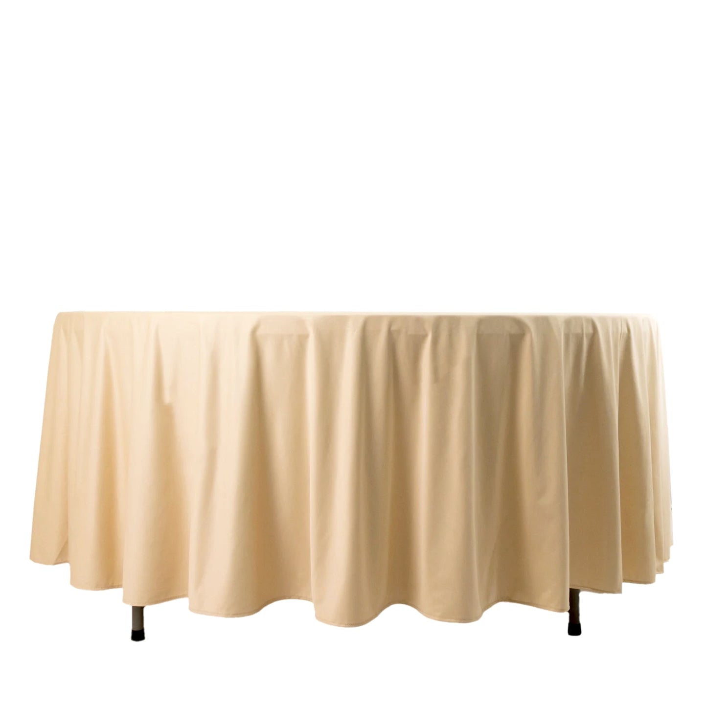 108" Beige Scuba Round Tablecloth, Wrinkle Free Polyester Tablecloth