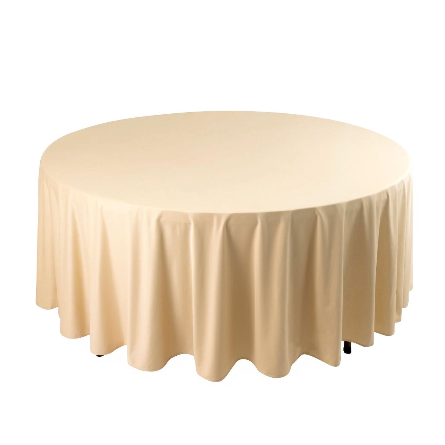 108" Beige Scuba Round Tablecloth, Wrinkle Free Polyester Tablecloth