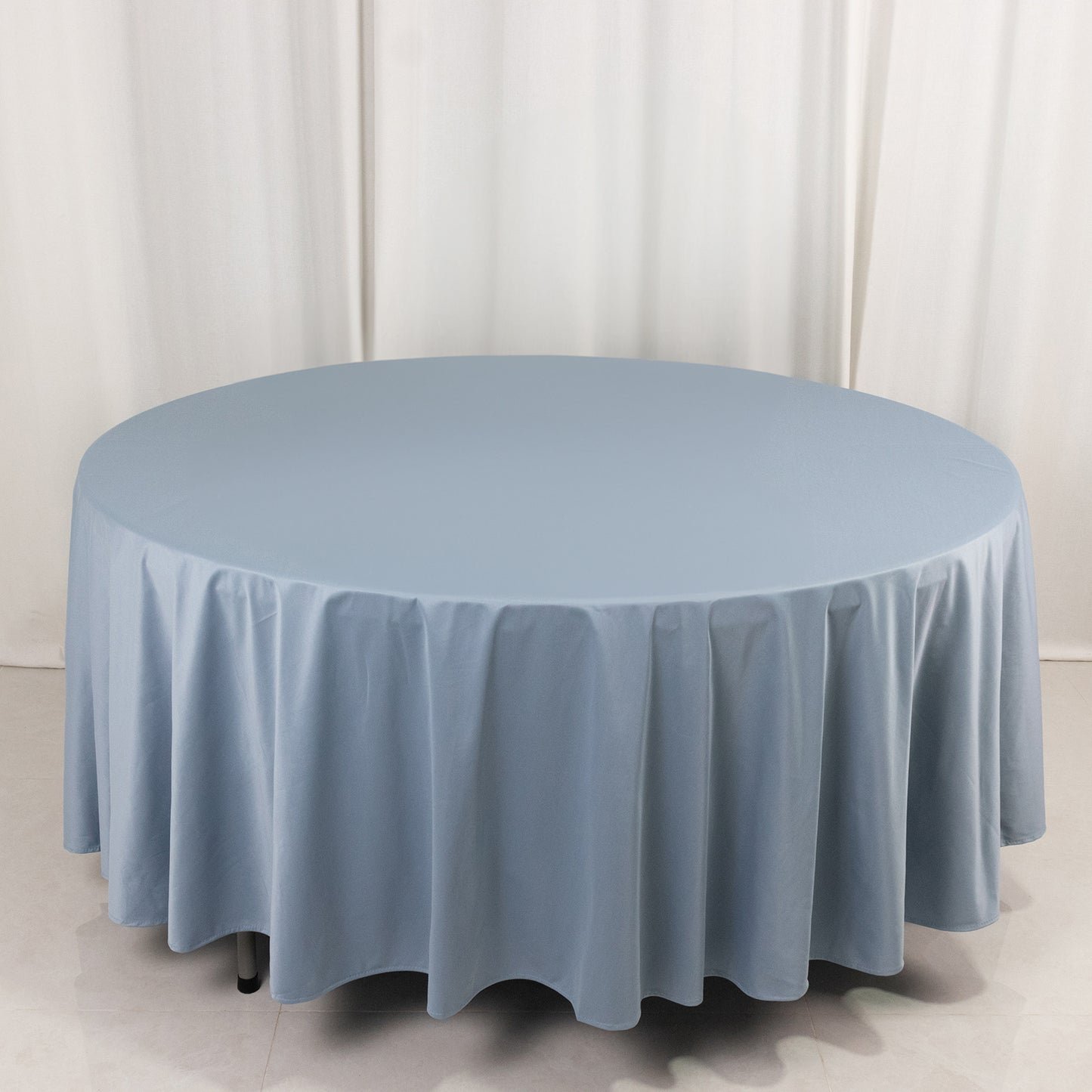 108" Dusty Blue Premium Scuba Round Tablecloth, Wrinkle Free Polyester Tablecloth