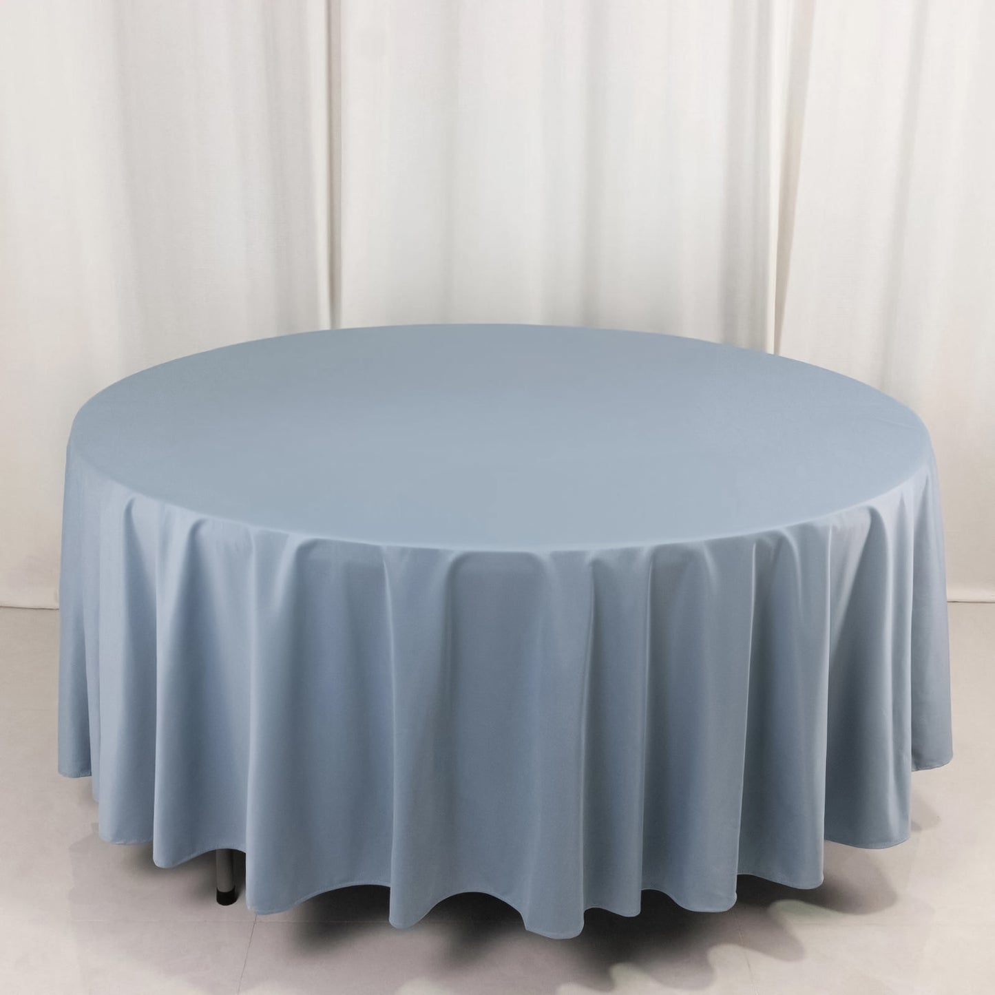 108" Dusty Blue Scuba Round Tablecloth, Wrinkle Free Polyester Tablecloth