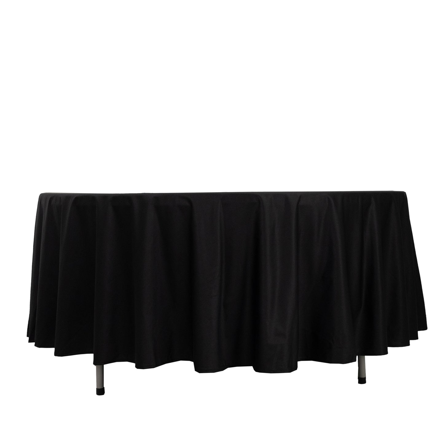 108" Black Premium Scuba Round Tablecloth, Wrinkle Free Polyester Tablecloth