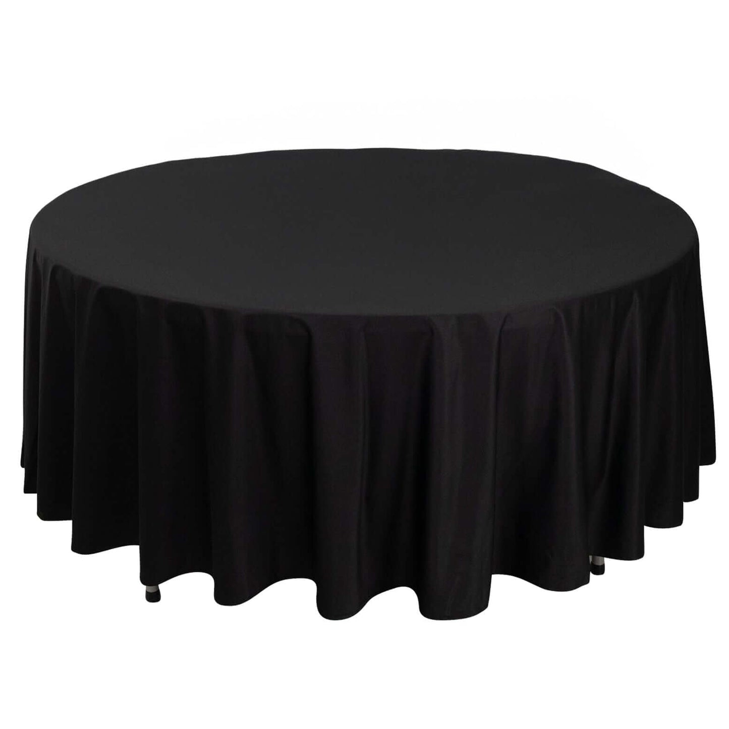 108" Black Premium Scuba Round Tablecloth, Wrinkle Free Polyester Tablecloth