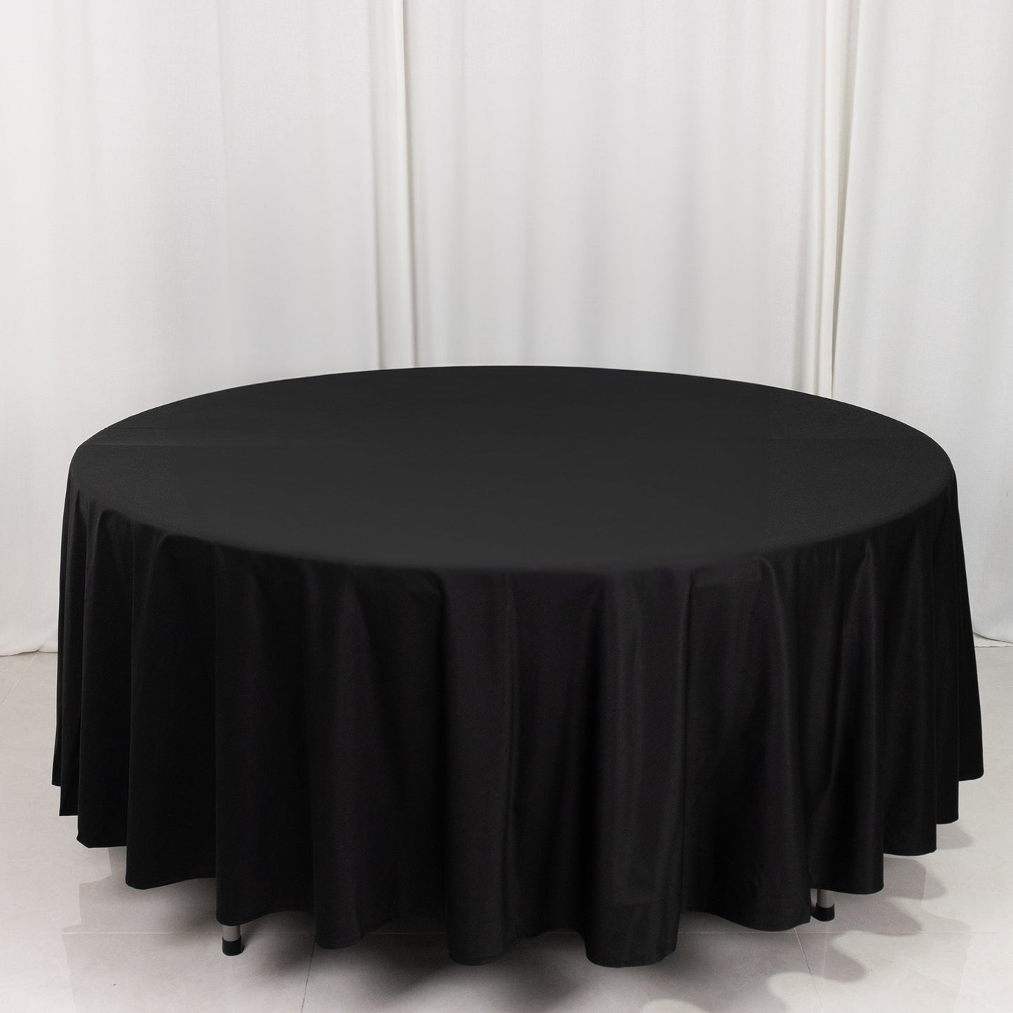 108" Black Premium Scuba Round Tablecloth, Wrinkle Free Polyester Tablecloth