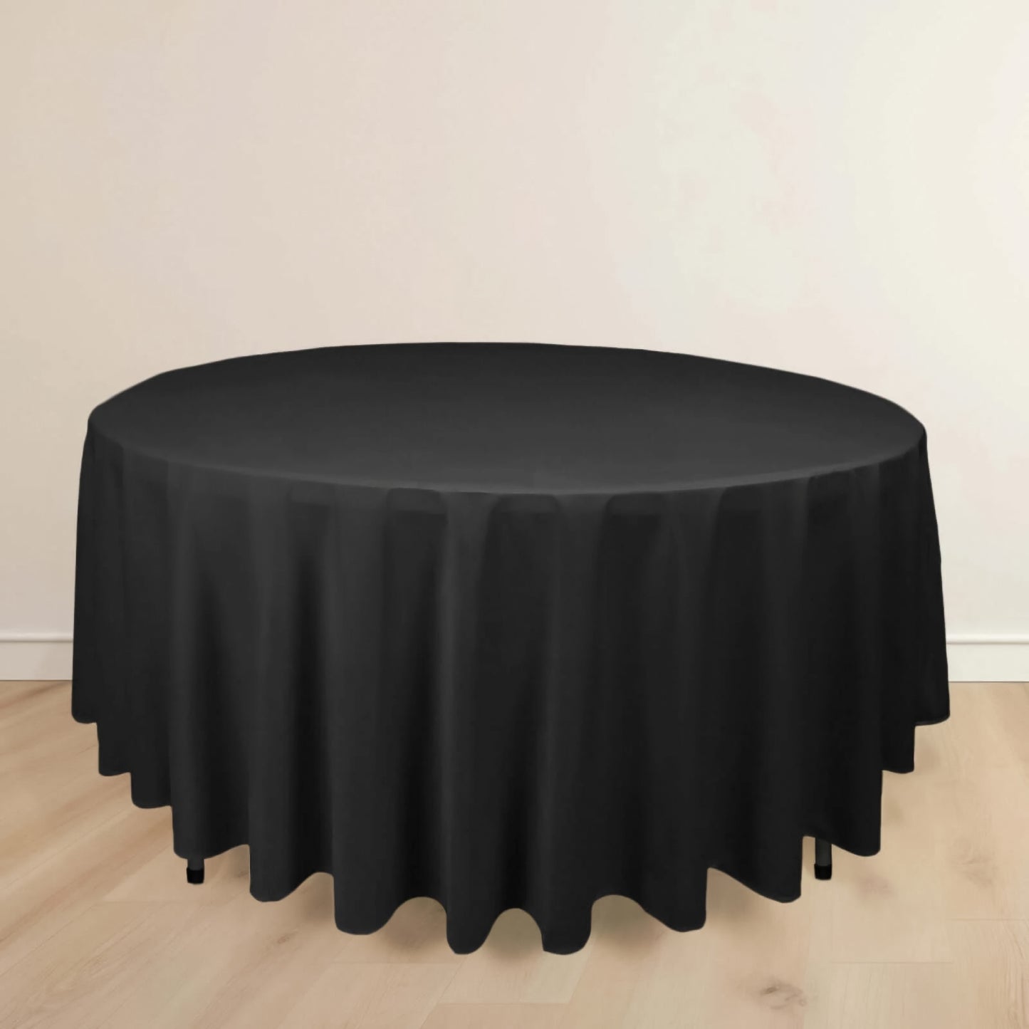 108" Black Scuba Round Tablecloth, Wrinkle Free Polyester Tablecloth