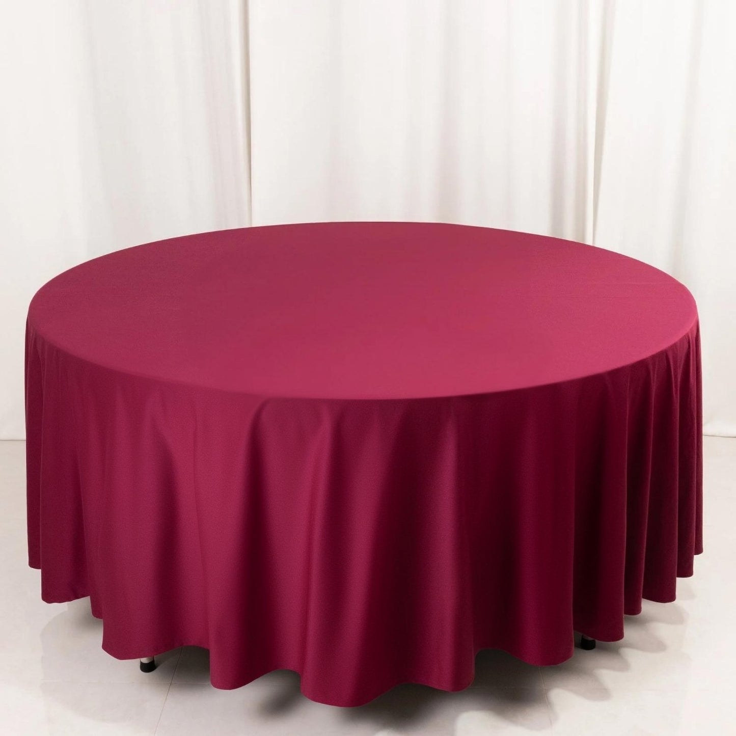 108" Burgundy Scuba Round Tablecloth, Wrinkle Free Polyester Tablecloth