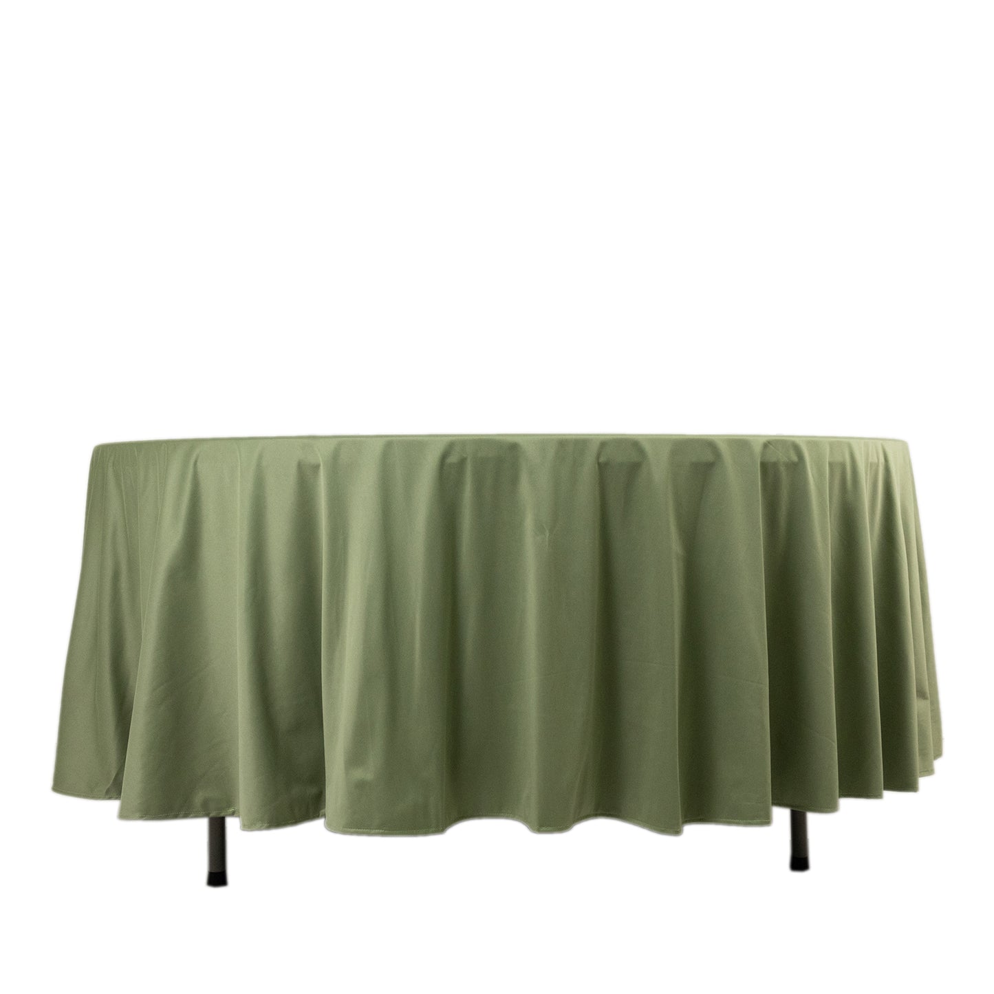 108" Dusty Sage Green Premium Scuba Round Tablecloth, Wrinkle Free Polyester Tablecloth