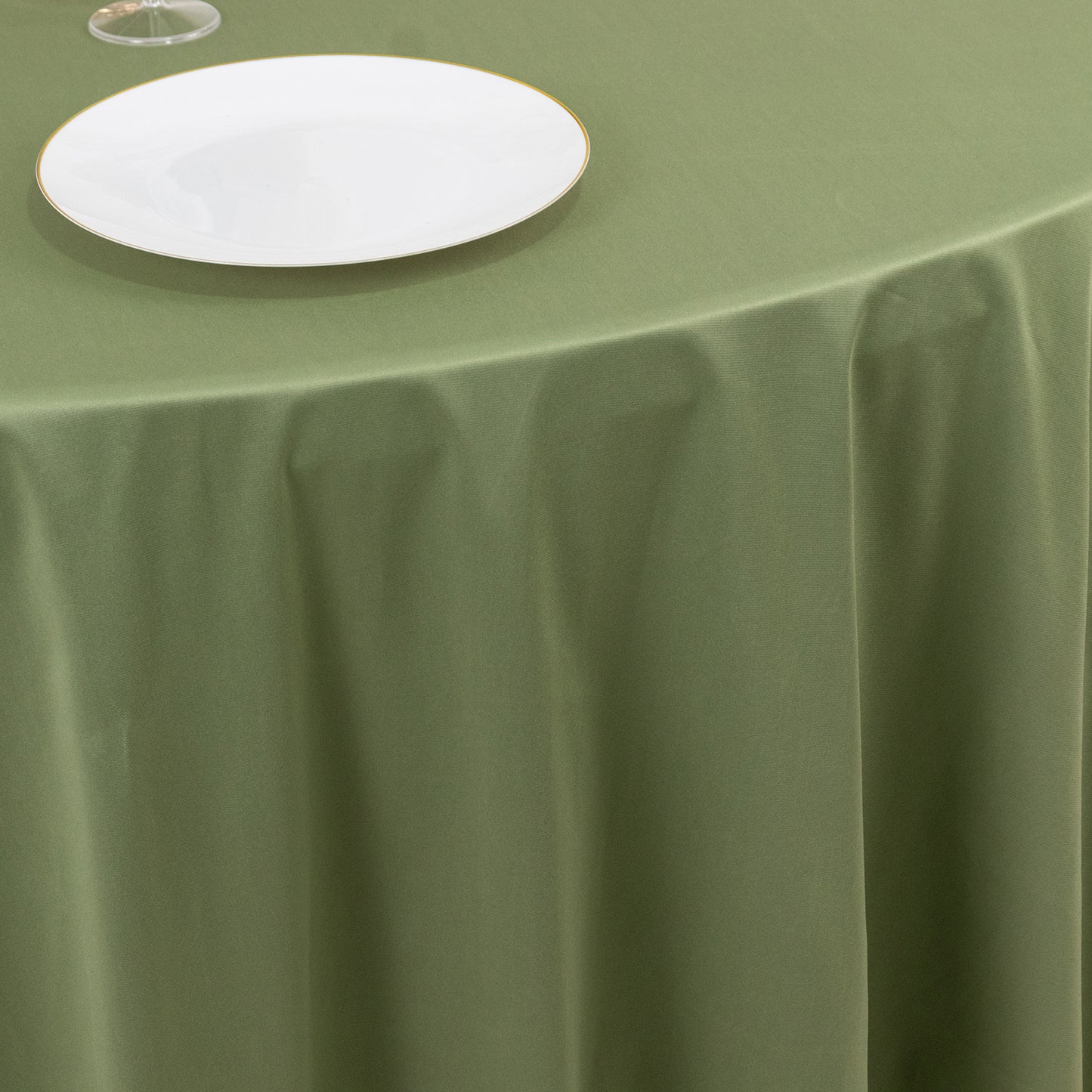 108" Dusty Sage Green Premium Scuba Round Tablecloth, Wrinkle Free Polyester Tablecloth