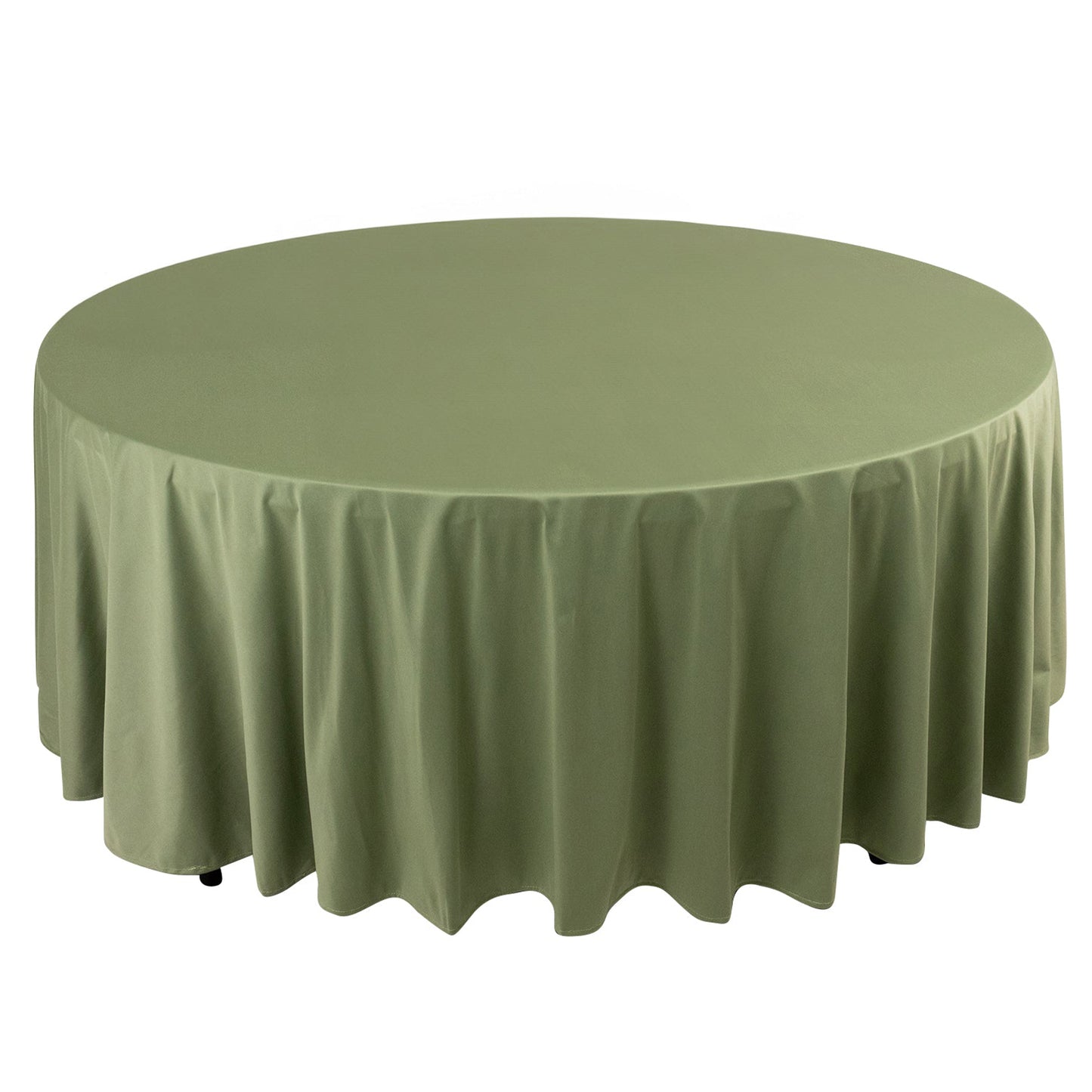 108" Dusty Sage Green Premium Scuba Round Tablecloth, Wrinkle Free Polyester Tablecloth