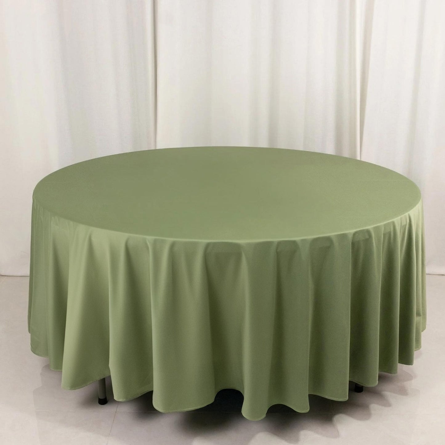 108" Dusty Sage Green Scuba Round Tablecloth, Wrinkle Free Polyester Tablecloth