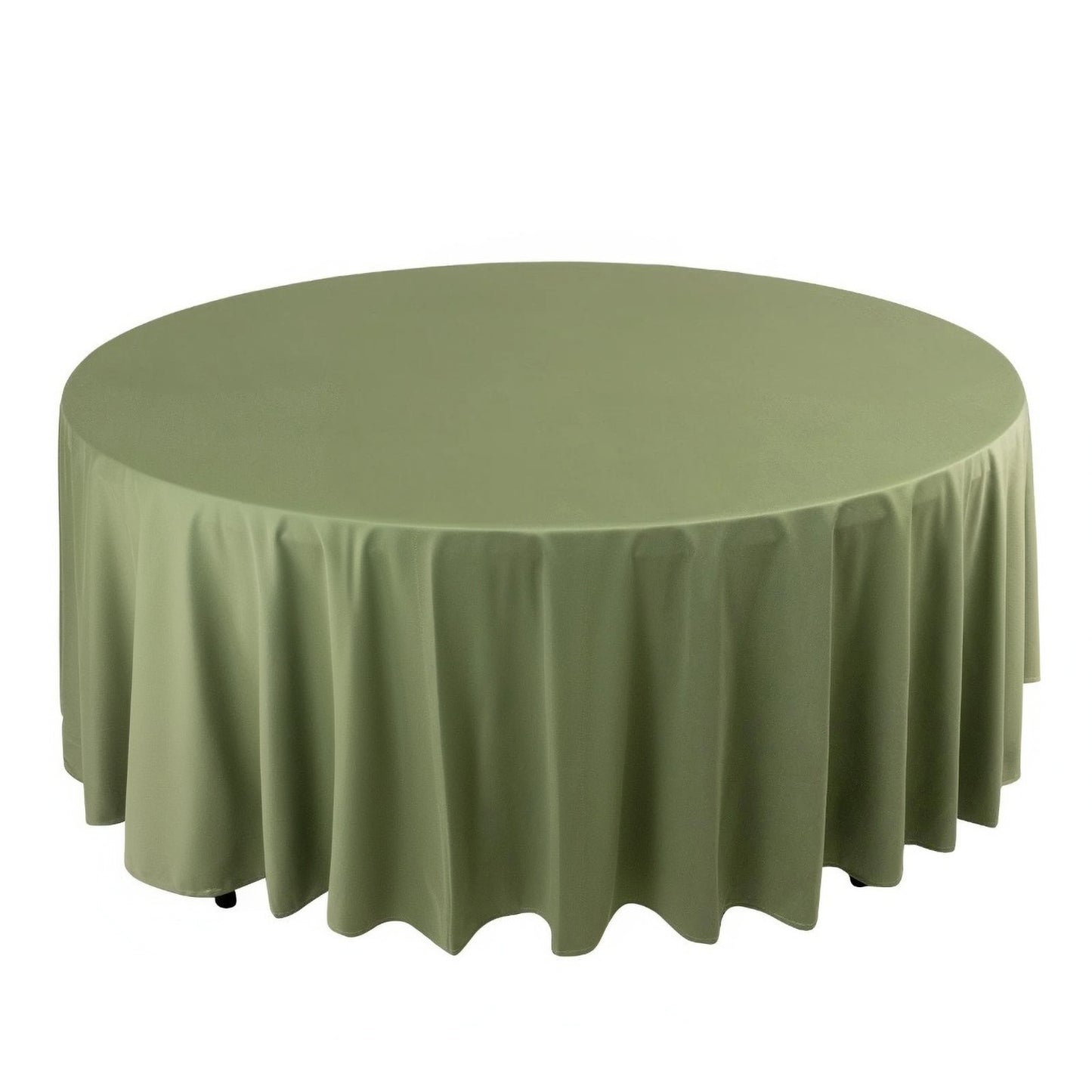 108" Dusty Sage Green Scuba Round Tablecloth, Wrinkle Free Polyester Tablecloth
