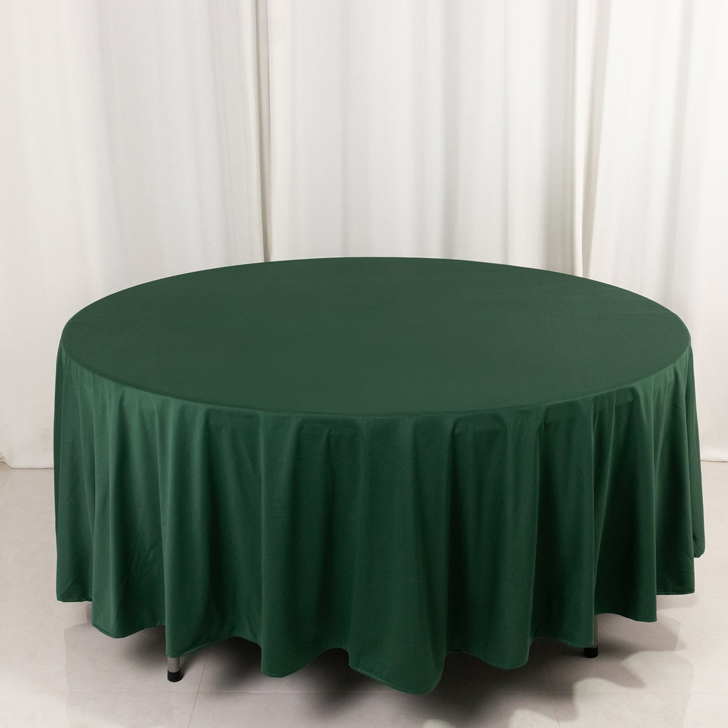 108" Hunter Emerald Green Premium Scuba Round Tablecloth, Wrinkle Free Polyester Tablecloth