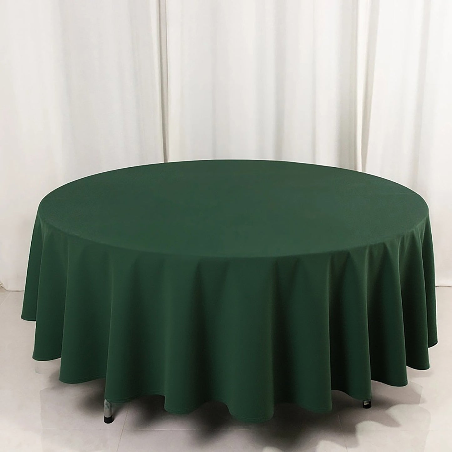 108" Hunter Emerald Green Scuba Round Tablecloth, Wrinkle Free Polyester Tablecloth