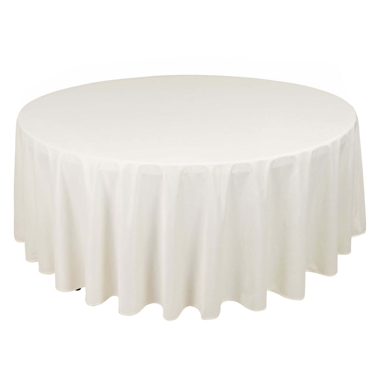 108" Ivory Premium Scuba Round Tablecloth, Wrinkle Free Polyester Tablecloth