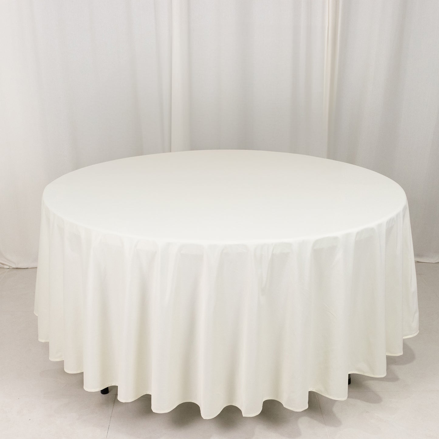 108" Ivory Premium Scuba Round Tablecloth, Wrinkle Free Polyester Tablecloth