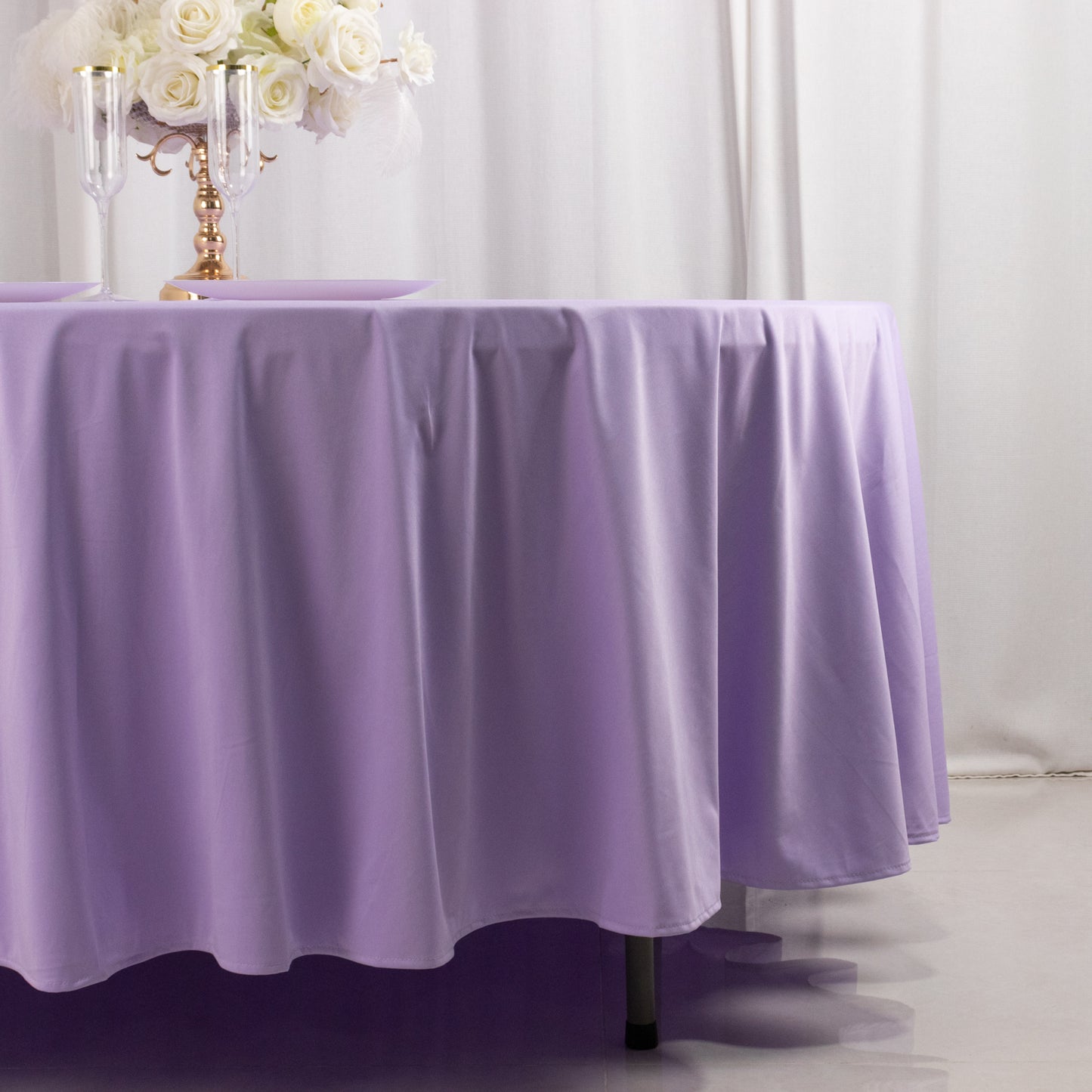 108" Lavender Lilac Scuba Round Tablecloth, Wrinkle Free Polyester Tablecloth