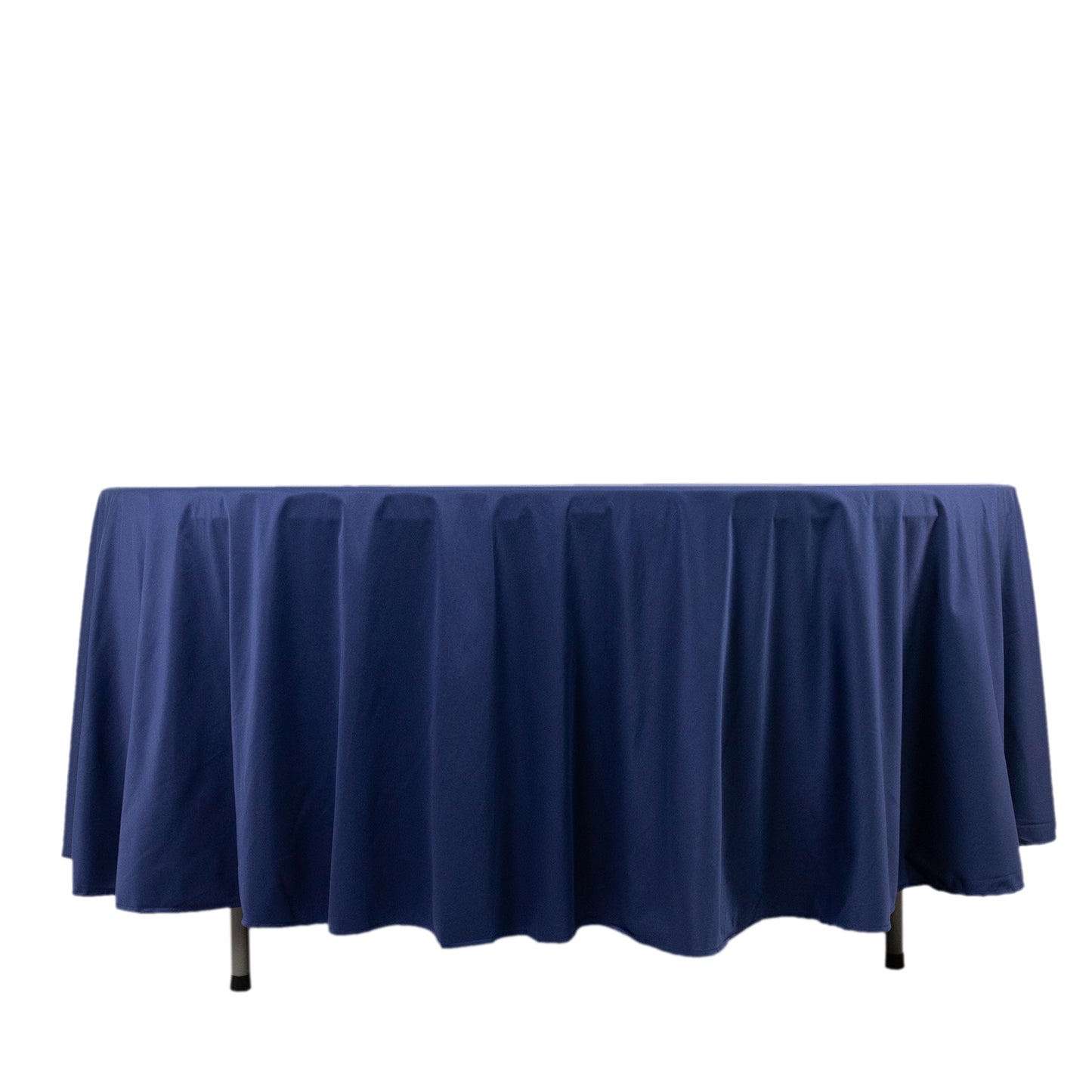 108" Navy Blue Premium Scuba Round Tablecloth, Wrinkle Free Polyester Tablecloth