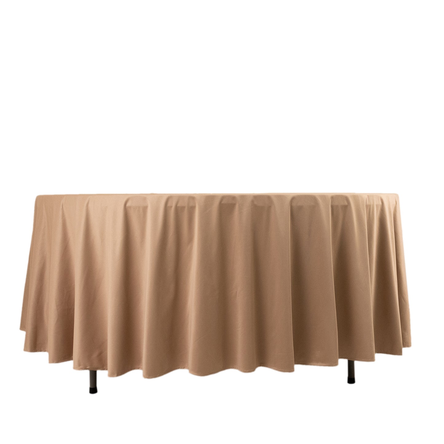 108" Nude Premium Scuba Round Tablecloth, Wrinkle Free Polyester Tablecloth