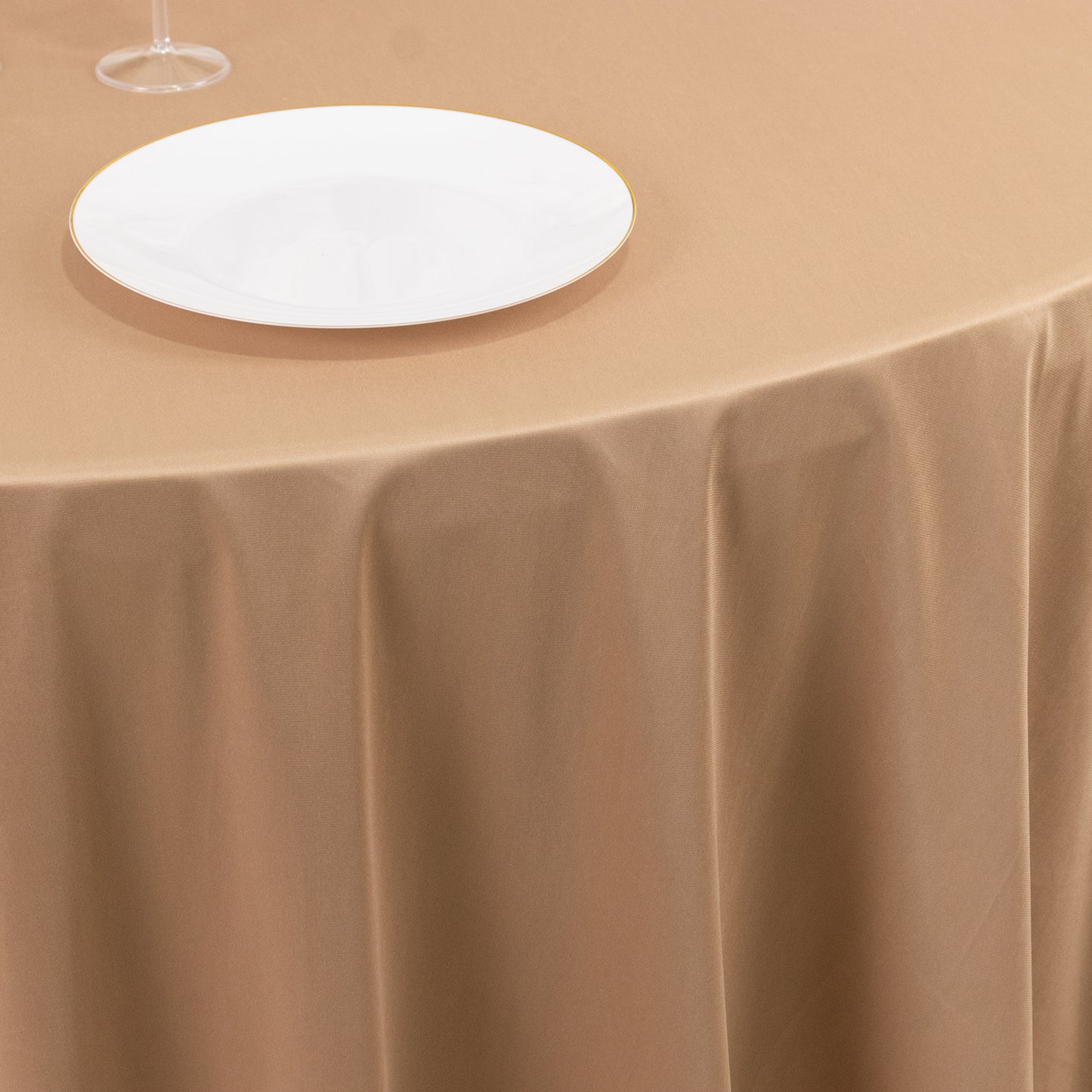 108" Nude Premium Scuba Round Tablecloth, Wrinkle Free Polyester Tablecloth