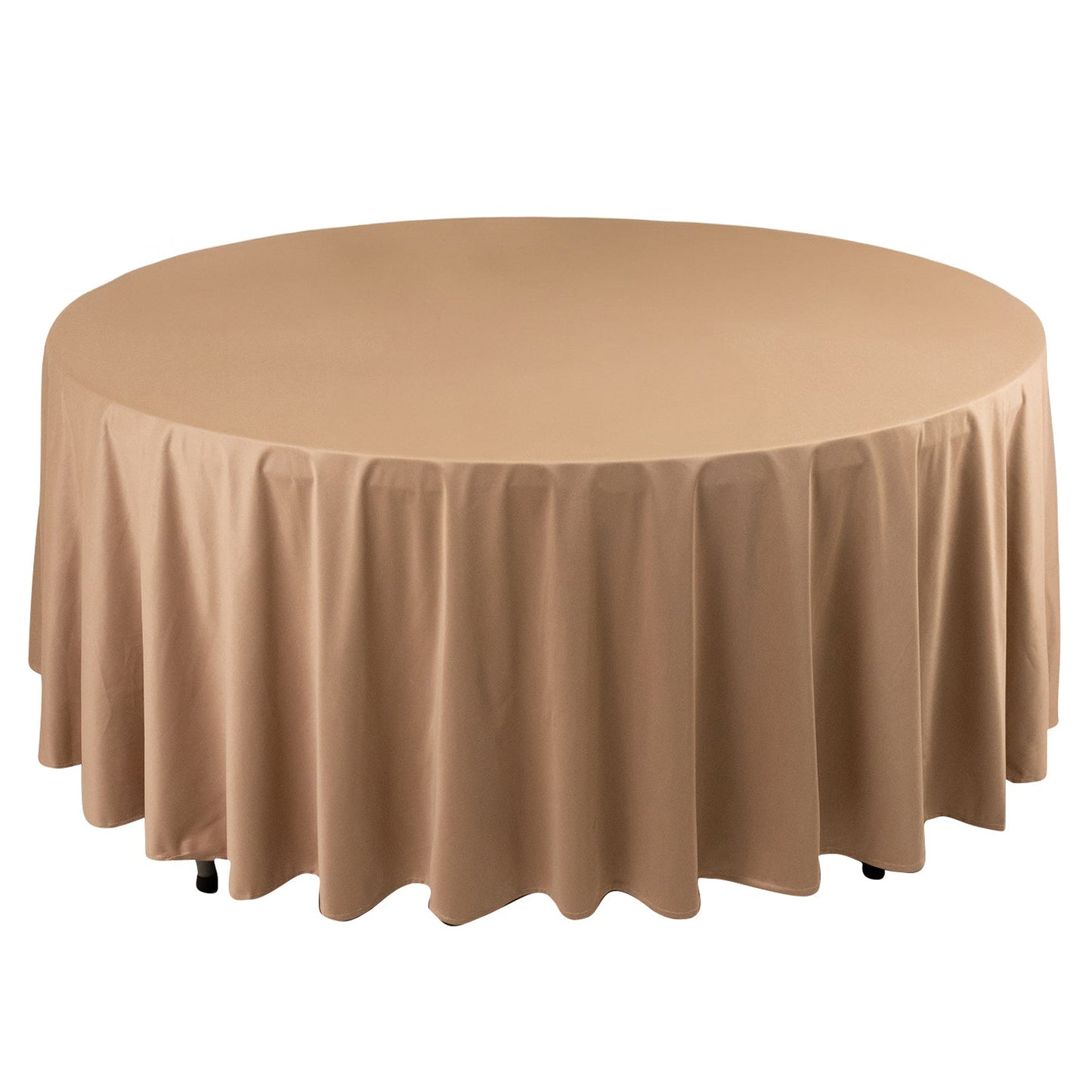 108" Nude Premium Scuba Round Tablecloth, Wrinkle Free Polyester Tablecloth