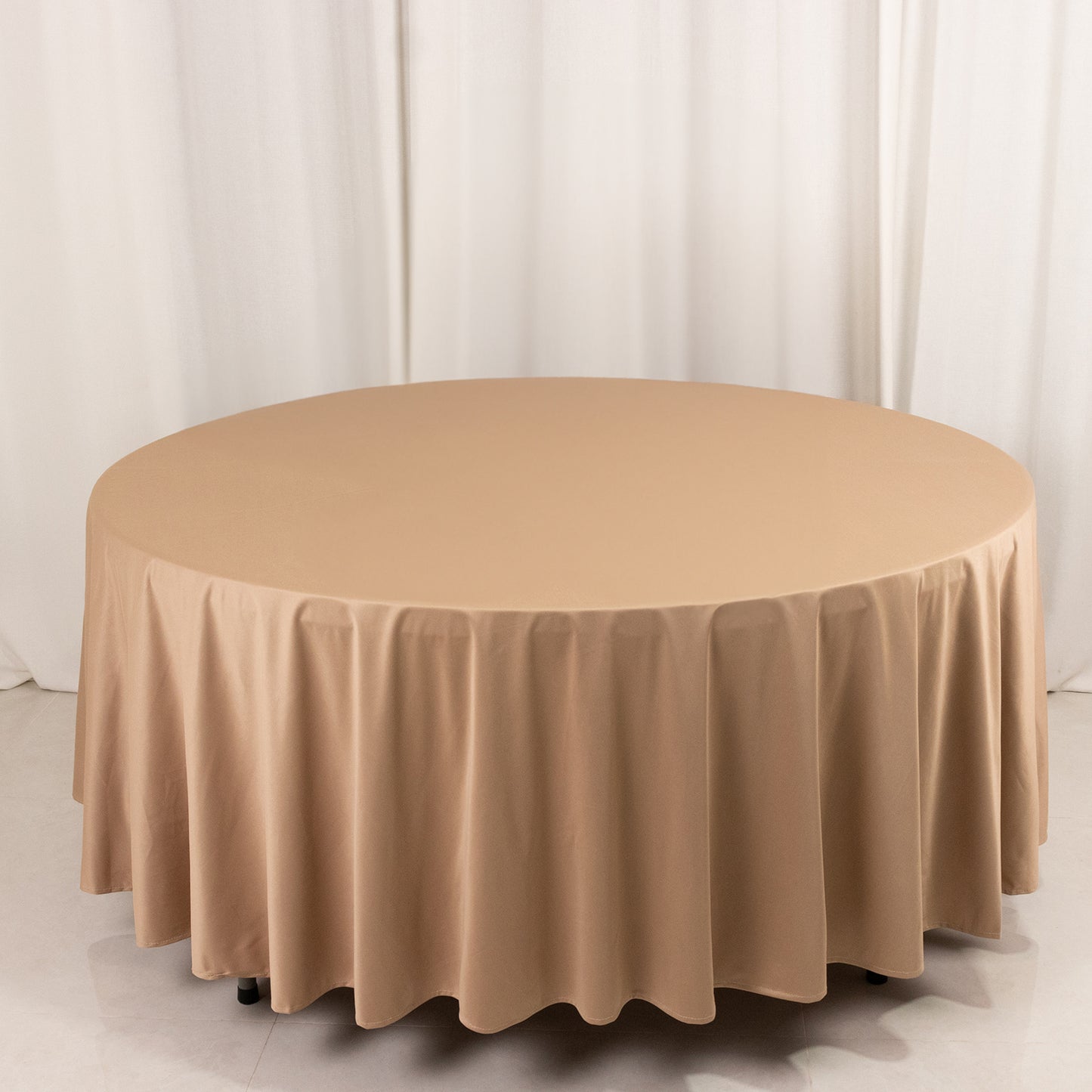 108" Nude Premium Scuba Round Tablecloth, Wrinkle Free Polyester Tablecloth