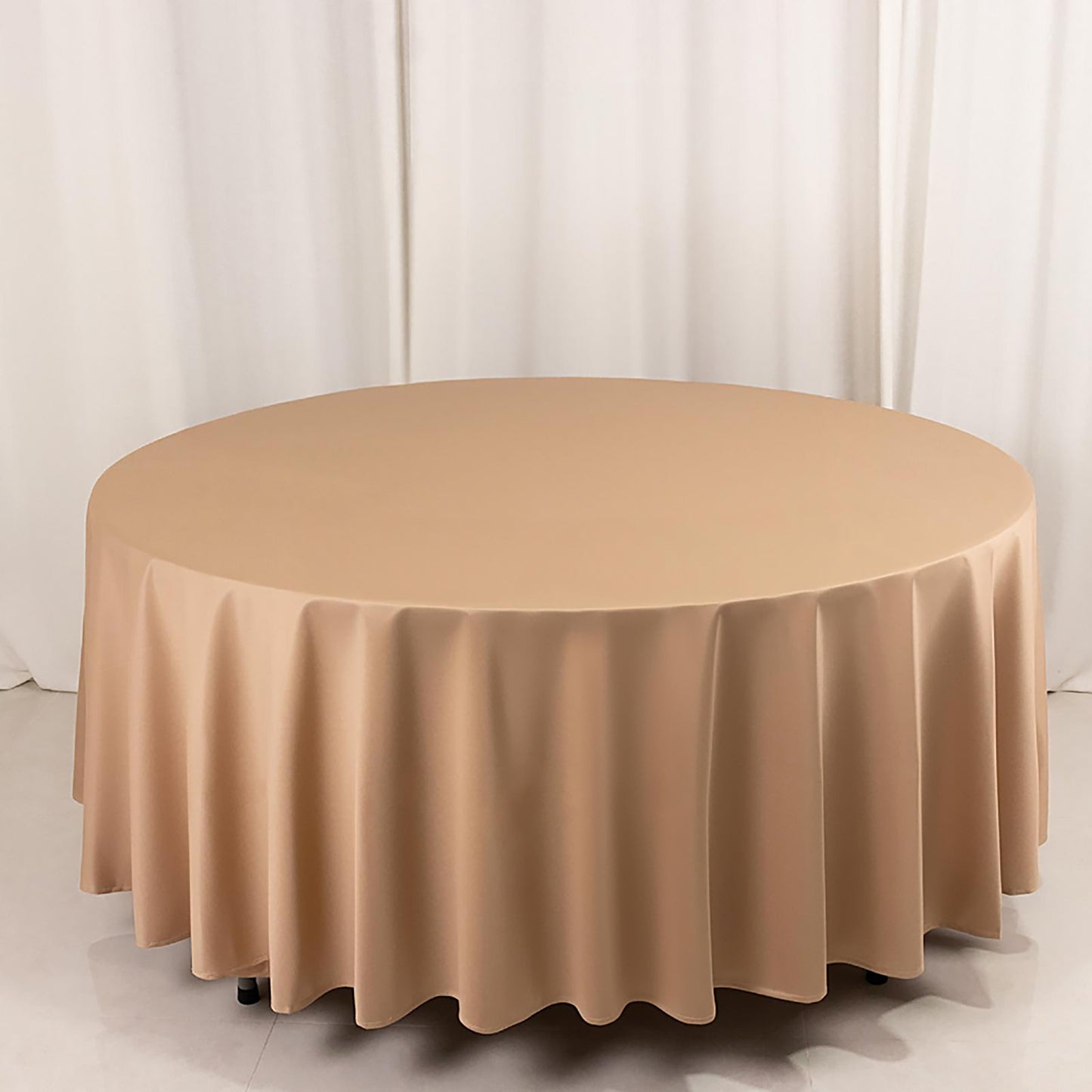 108" Nude Scuba Round Tablecloth, Wrinkle Free Polyester Tablecloth