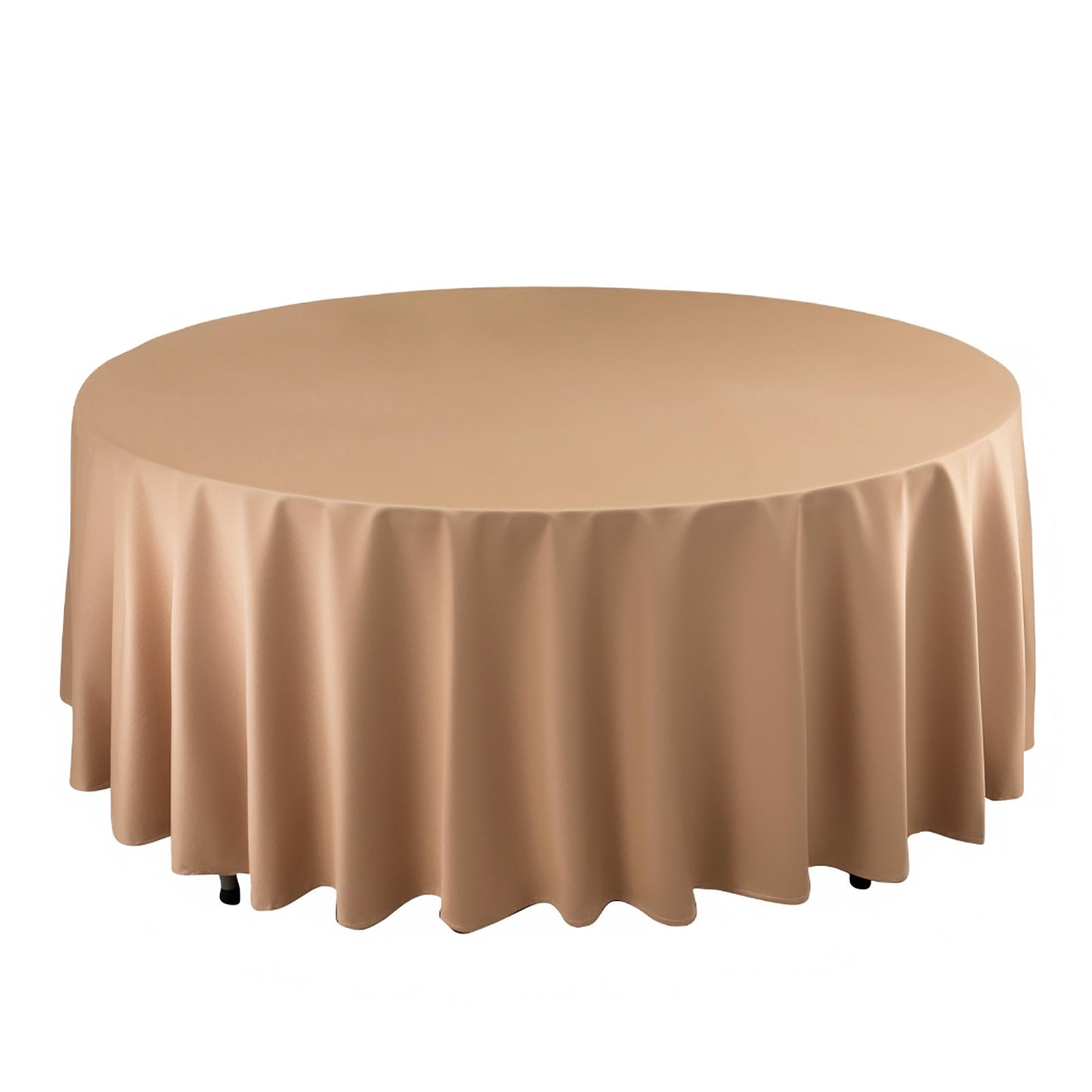 108" Nude Scuba Round Tablecloth, Wrinkle Free Polyester Tablecloth