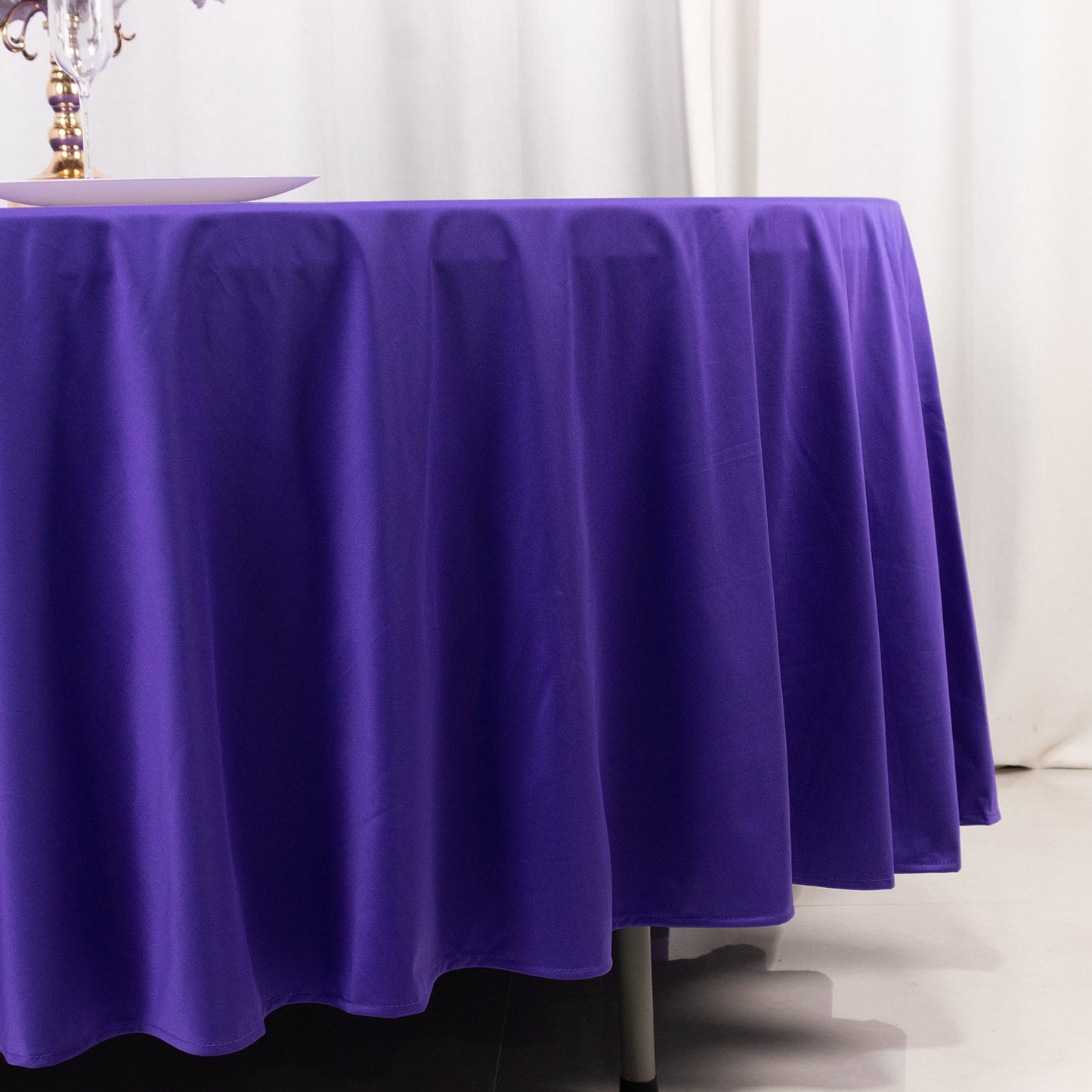 108" Purple Premium Scuba Round Tablecloth, Wrinkle Free Polyester Tablecloth